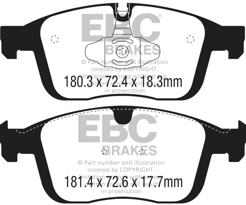 EBC 2016+ Volvo XC60 2.0L Turbo T5 Yellowstuff Front Brake Pads - DP42296R