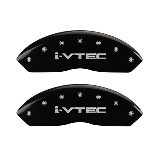 MGP 4 Caliper Covers Engraved Front & Rear i-Vtec Black finish silver ch - 20199SIVTBK