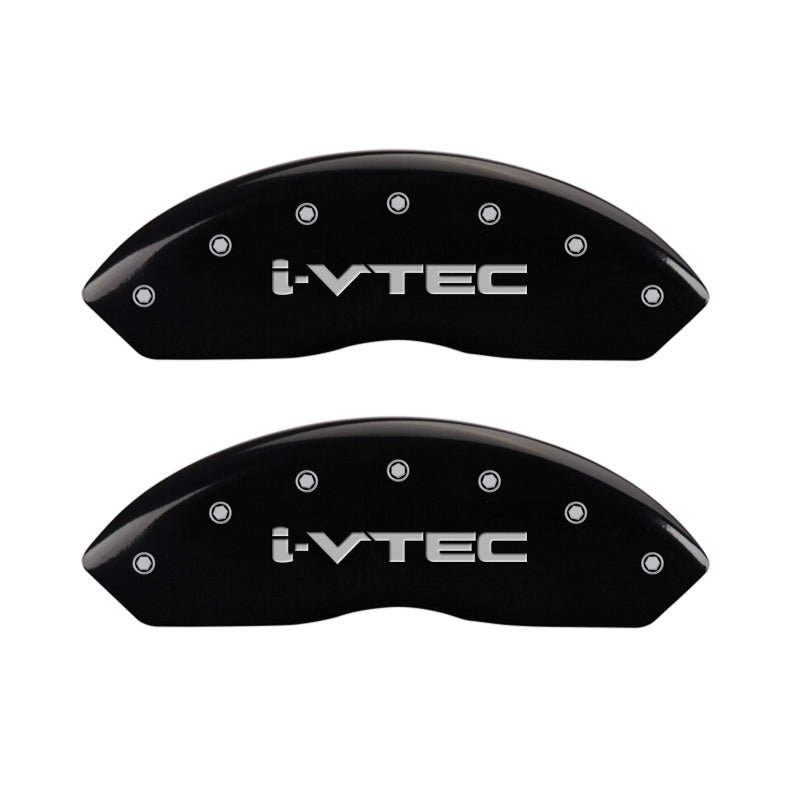 MGP 4 Caliper Covers Engraved Front & Rear i-Vtec Black finish silver ch - 39018SIVTBK
