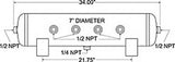 Firestone Air Tank 5 Gallon 7in. x 34in. (6) 1/2in. NPT Ports 150 PSI Max - Black (WR17609248) - 9248