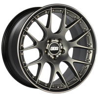 BBS CH-RII 21x10.5 5x120 ET35 Satin Platinum Center Black Lip SS Rim Prot Wheel -82mm PFS/Clip Req - CH604PBPO