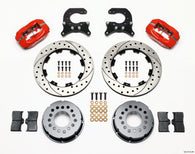 Wilwood Forged Dynalite P/S Rear Kit Drilled Red Chev 12 Bolt w C-Clips - 140-2112-DR