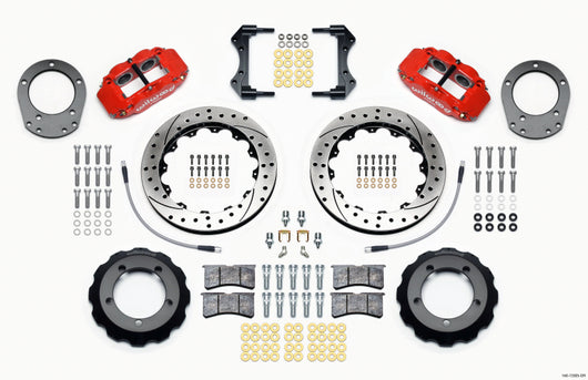 Wilwood Narrow Superlite 4R Front Hat Kit 12.88in Drill Red 76-77 Ford Bronco Dana 44 w/Lines - 140-13305-DR