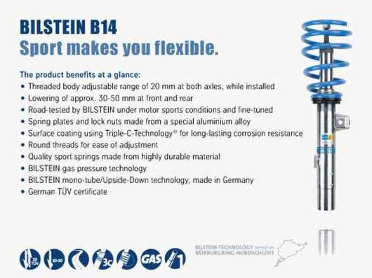 Bilstein B14 2009 Mercedes-Benz C230 Base Front and Rear Suspension Kit - 47-141179
