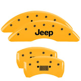 MGP 4 Caliper Covers Engraved Front JEEP Engraved Rear JEEP Grill Logo Yellow finish black ch - 42010SJPLYL