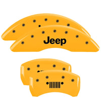 MGP 4 Caliper Covers Engraved Front JEEP Engraved Rear JEEP Grill logo Yellow finish black ch - 42012SJPLYL