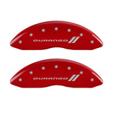 MGP 4 Caliper Covers Engraved Front & Rear With stripes/Durango Red finish silver ch - 12134SDGORD