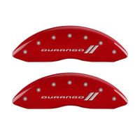 MGP 4 Caliper Covers Engraved Front & Rear With stripes/Durango Red finish silver ch - 12134SDGORD