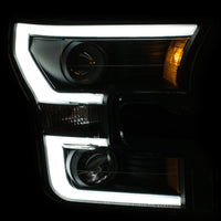 ANZO 2015-2016 Ford F-150 Projector Headlights w/ Plank Style Design Black w/ Amber - 111347
