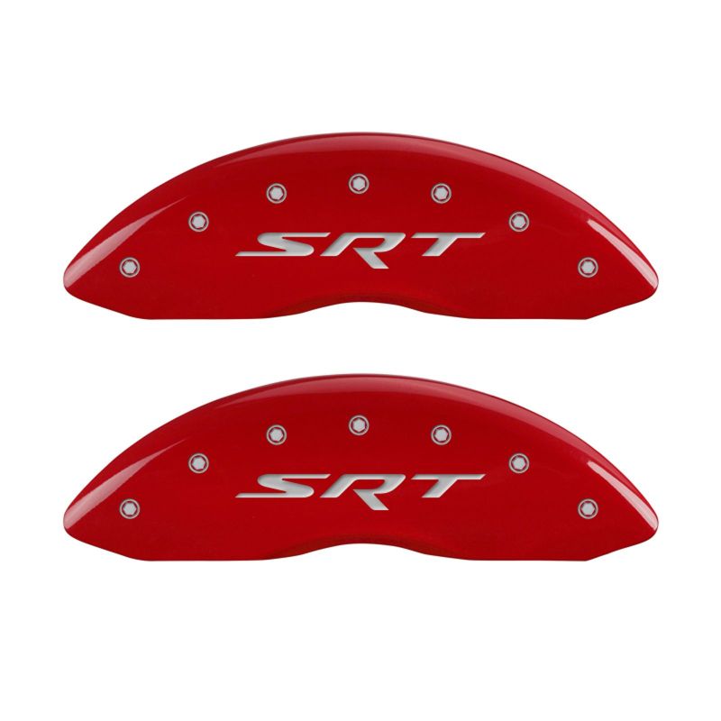 MGP 4 Caliper Covers Engraved Front & Rear SRT Red finish silver ch - 42002SSRTRD