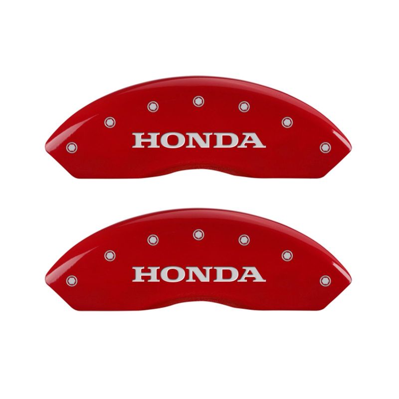 MGP 4 Caliper Covers Engraved Front Honda Engraved Rear Odyssey Red finish silver ch - 20203SODSRD