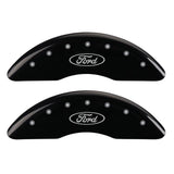 MGP 4 Caliper Covers Engraved Front & Rear Oval logo/Ford Black finish silver ch - 10023SFRDBK