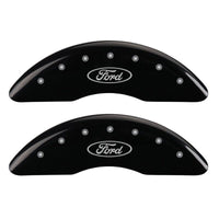 MGP 4 Caliper Covers Engraved Front & Rear Oval logo/Ford Black finish silver ch - 10023SFRDBK