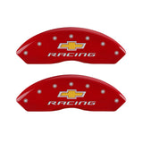 MGP 4 Caliper Covers Engraved Front & Rear Chevy Racing Red Finish Silver Char 2017 Chevrolet Camaro - 14240SBRCRD