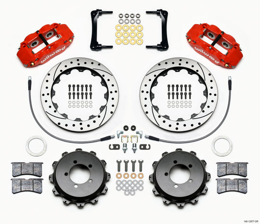 Wilwood Narrow Superlite 4R Rear Kit 12.88in Drilled Red 2008-2012 Subaru WRX w/Lines - 140-12877-DR