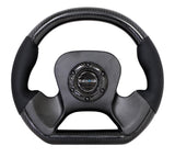 NRG Carbon Fiber Steering Wheel (320mm) CF Center Plate & Two-Tone Carbon w/Leather Trim Handles - ST-X10CF