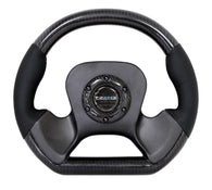 NRG Carbon Fiber Steering Wheel (320mm) CF Center Plate & Two-Tone Carbon w/Leather Trim Handles - ST-X10CF