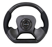 NRG Carbon Fiber Steering Wheel (320mm) CF Center Plate & Two-Tone Carbon w/Leather Trim Handles - ST-X10CF