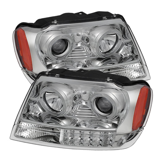 Xtune Jeep Grand Cherokee 99-04 Projector Headlights LED Halo Chrome PRO-JH-JGC99-LED-C - 5077035