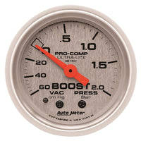Autometer Ultra-Lite 52mm 60cm/HG-2.0Bar Mechanical Vacuum/Boost Gauge - 4303-M