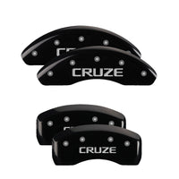 MGP 4 Caliper Covers Engraved Front & Rear Bowtie Black Finish Silver Char 2019 Chevrolet Bolt EV - 14246SBOWBK