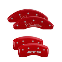 MGP 4 Caliper Covers Engraved Front Cursive/Cadillac Engraved Rear CTS Red finish silver ch - 35010SCTSRD