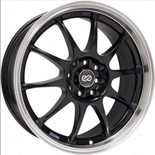 Enkei J10 16x7 5x108/115 38mm Offset 72.62mm Bore Dia Matte Black w/ Machined Lip Wheel - 409-670-03BK