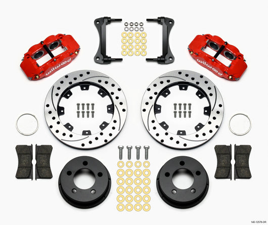 Wilwood Narrow Superlite 4R Front Kit 12.19in Drilled Red 87-89 Jeep YJ - 140-12576-DR