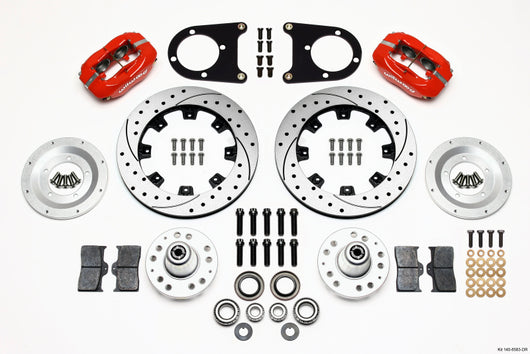 Wilwood Forged Dynalite Front Kit 12.19in Drilled Red 37-48 Ford Psgr. Car Spindle - 140-8583-DR