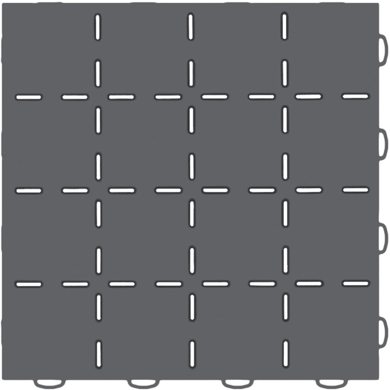 WeatherTech TechFloor 12in x 12in Solid Floor Tile w/ Raised Squares - Dark Grey - 51T1212SS DG
