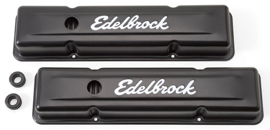 Edelbrock Valve Cover Signature Series Chevrolet 1959-1986 262-400 CI V8 Low Black - 4443