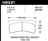 Hawk Wilwood BB SL 7421 HPS 5.0 Brake Pads - HB521B.650