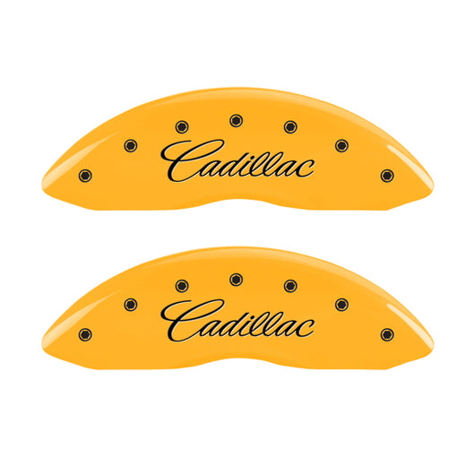 MGP 4 Caliper Covers Engraved Front Cadillac Engraved Rear ATS Yellow finish black ch - 35007SATSYL