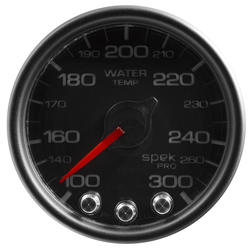Autometer Spek-Pro Gauge Water Temp 2 1/16in 300f Stepper Motor W/Peak & Warn Blk/Blk - P34632