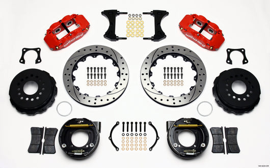 Wilwood Narrow Superlite 4R Rear P-Brk Kit 12.88in Drilled Red 58-64 Olds/Pontiac Ends 2.81in Offset - 140-9224-DR