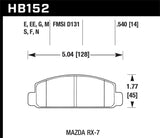Hawk Mazda RX-7 HPS Street Front Brake Pads - HB152F.540