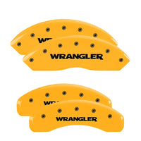 MGP 4 Caliper Covers Engraved Front & Rear Wrangler Yellow Finish Black Char 2018 Jeep Wrangler - 42018SWRGYL