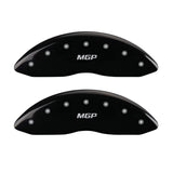 MGP 4 Caliper Covers Engraved Front & Rear MGP Black Finish Silver Char 2014 Chevrolet Express 2500 - 14243SMGPBK