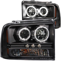 ANZO 2005-2007 Ford Excursion Projector Headlights w/ Halo Black w/ LED Strip (CCFL) 1pc - 111117