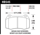 Hawk 03-07 G35/350z/03-06 Sentra Spec V w/ Brembo HPS Street Front Brake Pads - HB545F.564