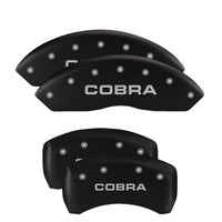 MGP 4 Caliper Covers Engraved Front Mustang Engraved Rear Bar & Pony Black finish silver ch - 10198SMBPBK