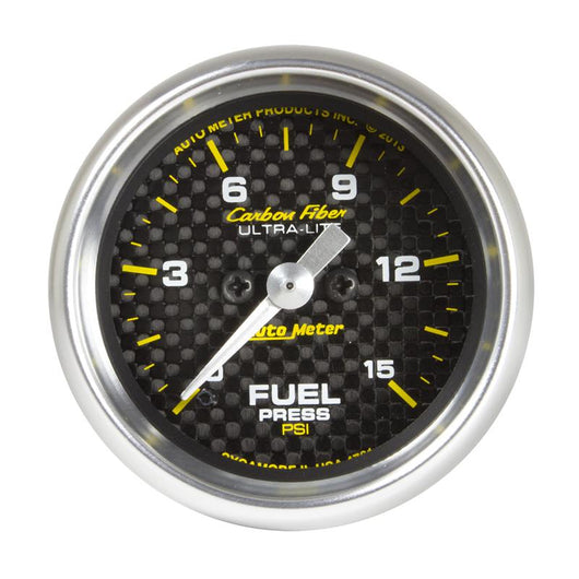 Autometer Carbon Fiber 52.4mm Full Sweep Electronic 0-15 PSI Fuel Pressure Gauge - 4761