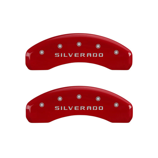 MGP 4 Caliper Covers Engraved Front & Rear Silverado Yellow finish black ch - 14004SSILYL