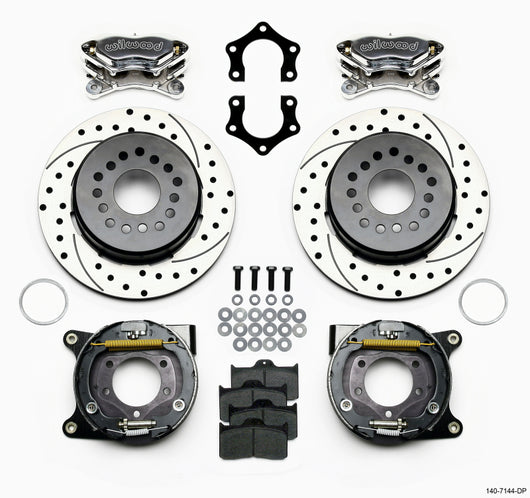 Wilwood Forged Dynalite P/S P-B Kit Drilled Polished Mopar/Dana 2.36in Off w/Snap Ring Brng - 140-7144-DP