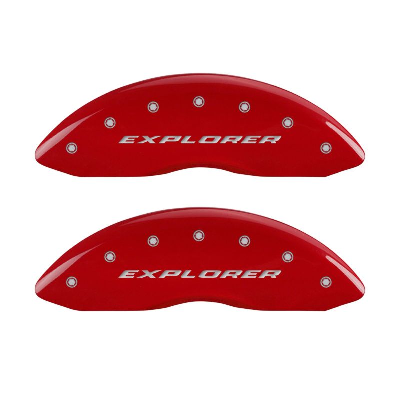 MGP 4 Caliper Covers Engraved Front & Rear Explorer Red finish silver ch - 10215SXPLRD
