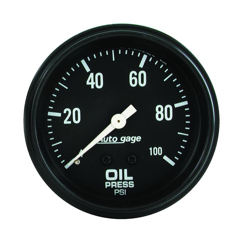 Autometer AutoGage 2-5/8in Mechanical Black 0-100 PSI Oil Pressure Gauge - 2312