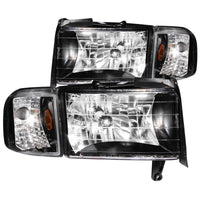 ANZO 1994-2001 Dodge Ram Crystal Headlights Black - 111067
