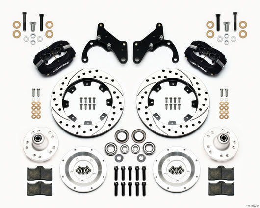 Wilwood Forged Dynalite Front Kit 12.19in Drilled 65-68 Chevy Impala -Drum Spindle - 140-12022-D
