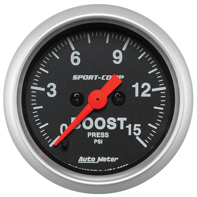 Autometer 2-1/16in 15PSI Boost Digital Stepper Motor Sport-Comp Gauge - 3350