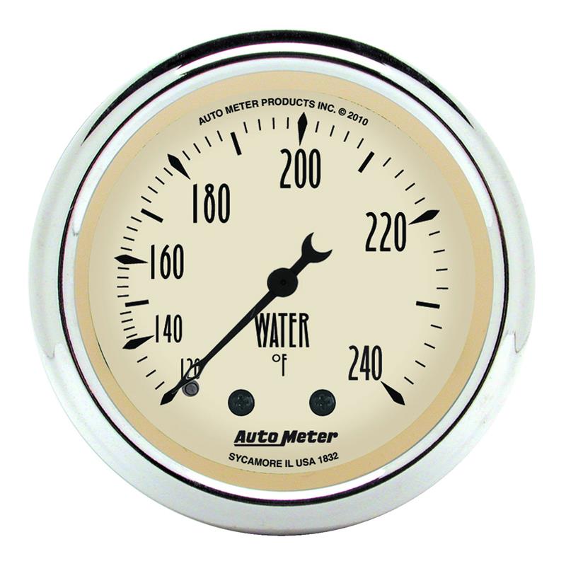 Autometer 2-1/16 inch Mechanical Antique Beige Water Temp Gauge 120-240 Deg F - 1832